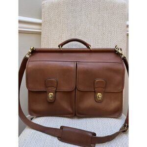 VTG Coach Kensington Briefcase 5279 British Tan Leather Brass Turnlock Brief Bag